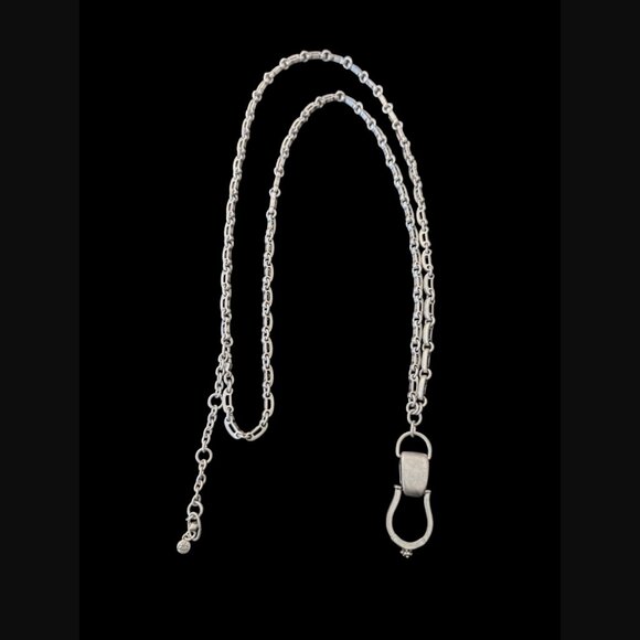 Cabi Stirrup #2209 Antiqued Brushed Silver Tone 34.25" Statement Necklace - Picture 4 of 6